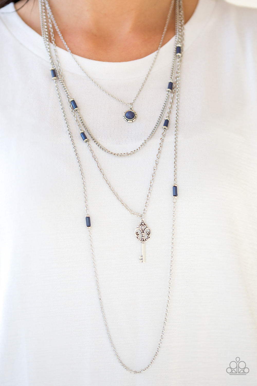 Key Keynote - Silver w/Blue Necklace