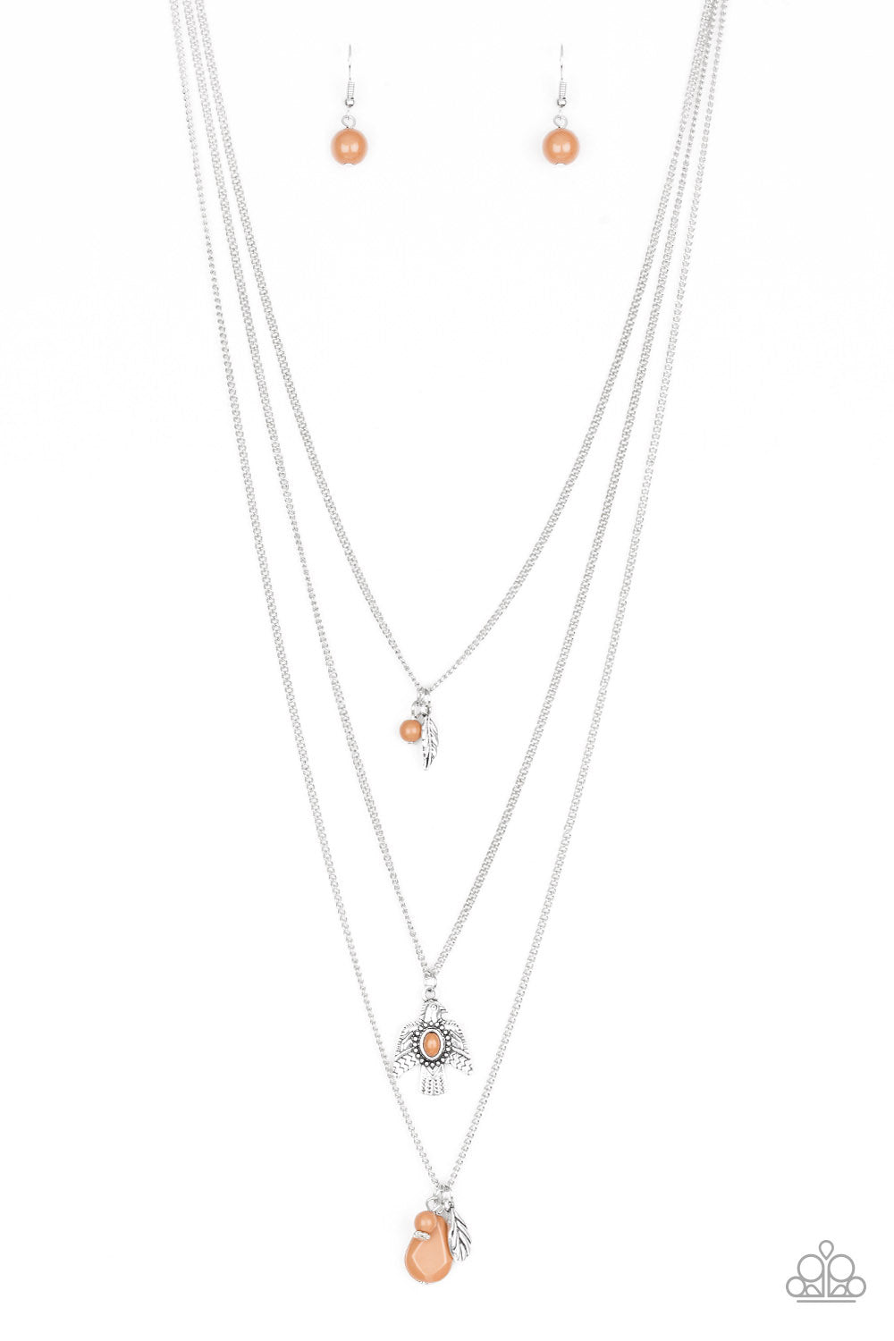 Soar With The Eagles - Silver w/Brown Necklace