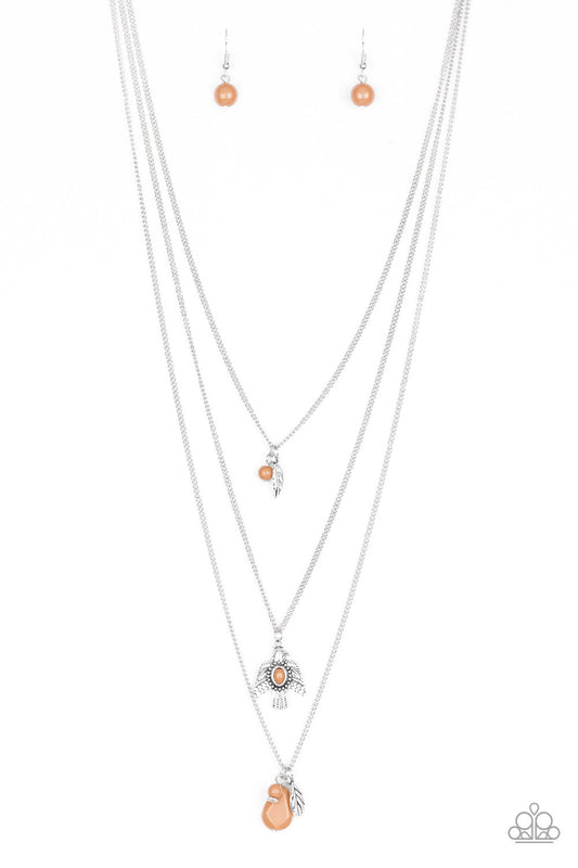 Soar With The Eagles - Silver w/Brown Necklace