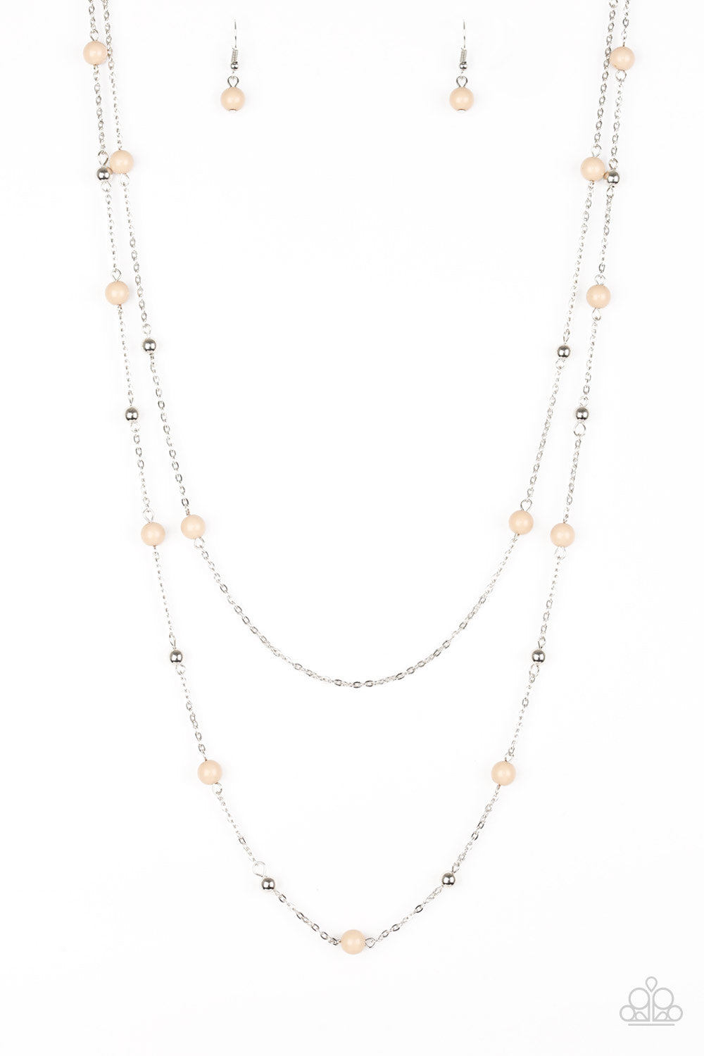 Beach Party Pageant - Silver w/Beige Necklace