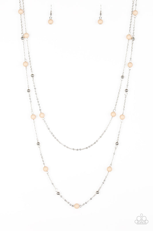 Beach Party Pageant - Silver w/Beige Necklace