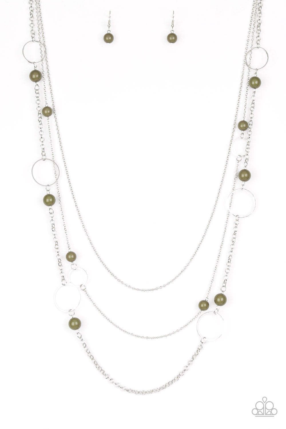 Beachside Babe - Silver w/Green Necklace