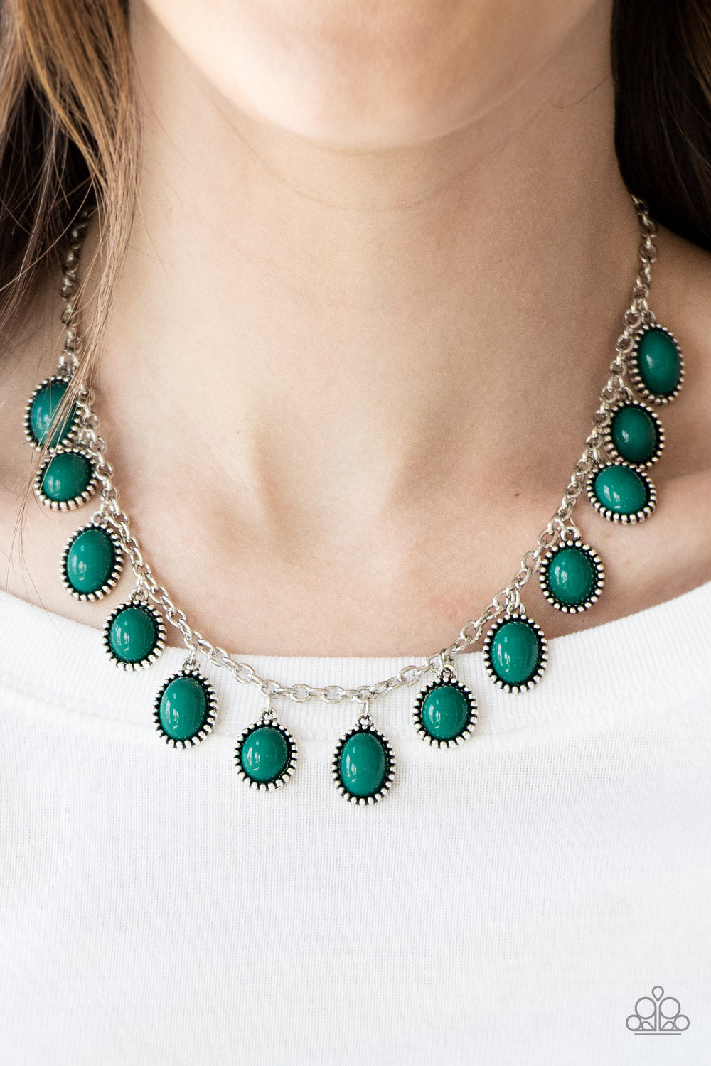 Make Some ROAM! - Silver w/Green Necklace