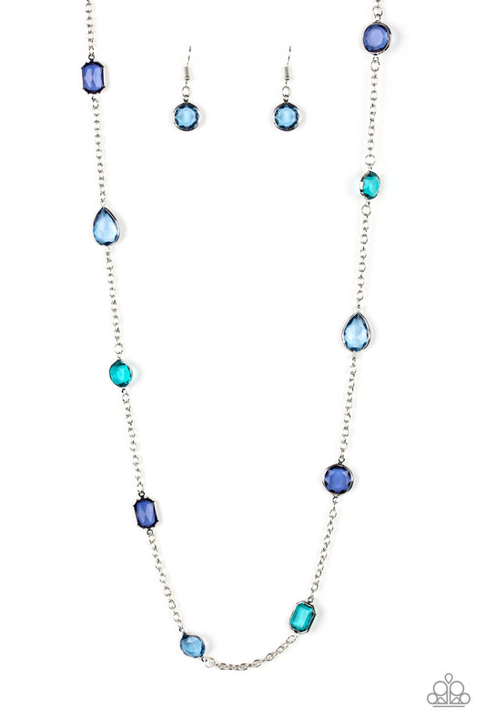 Glassy Glamorous - Silver w/Multi Blues Necklace