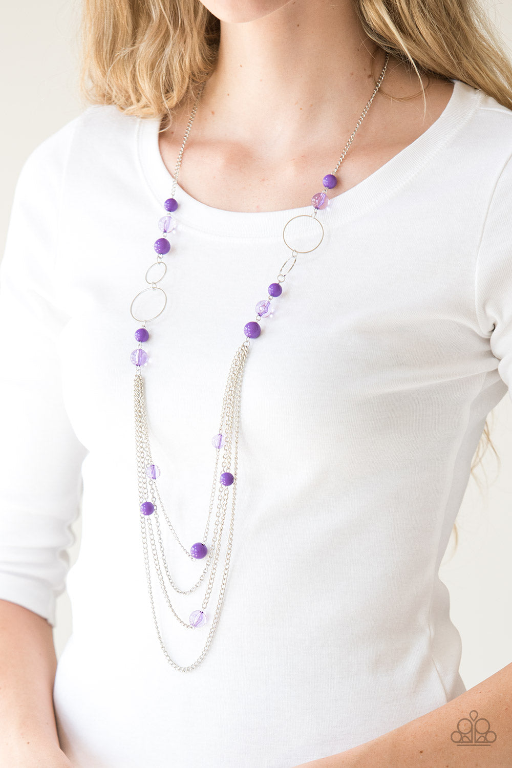 Bubbly Bright - Silver w/Purple Necklace