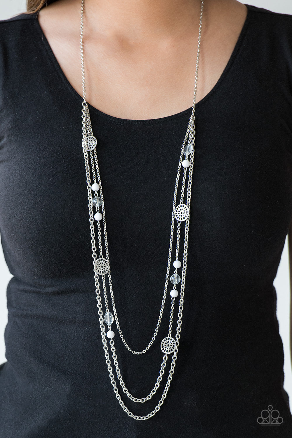 Pretty Pop-tastic! - Silver w/White Necklace