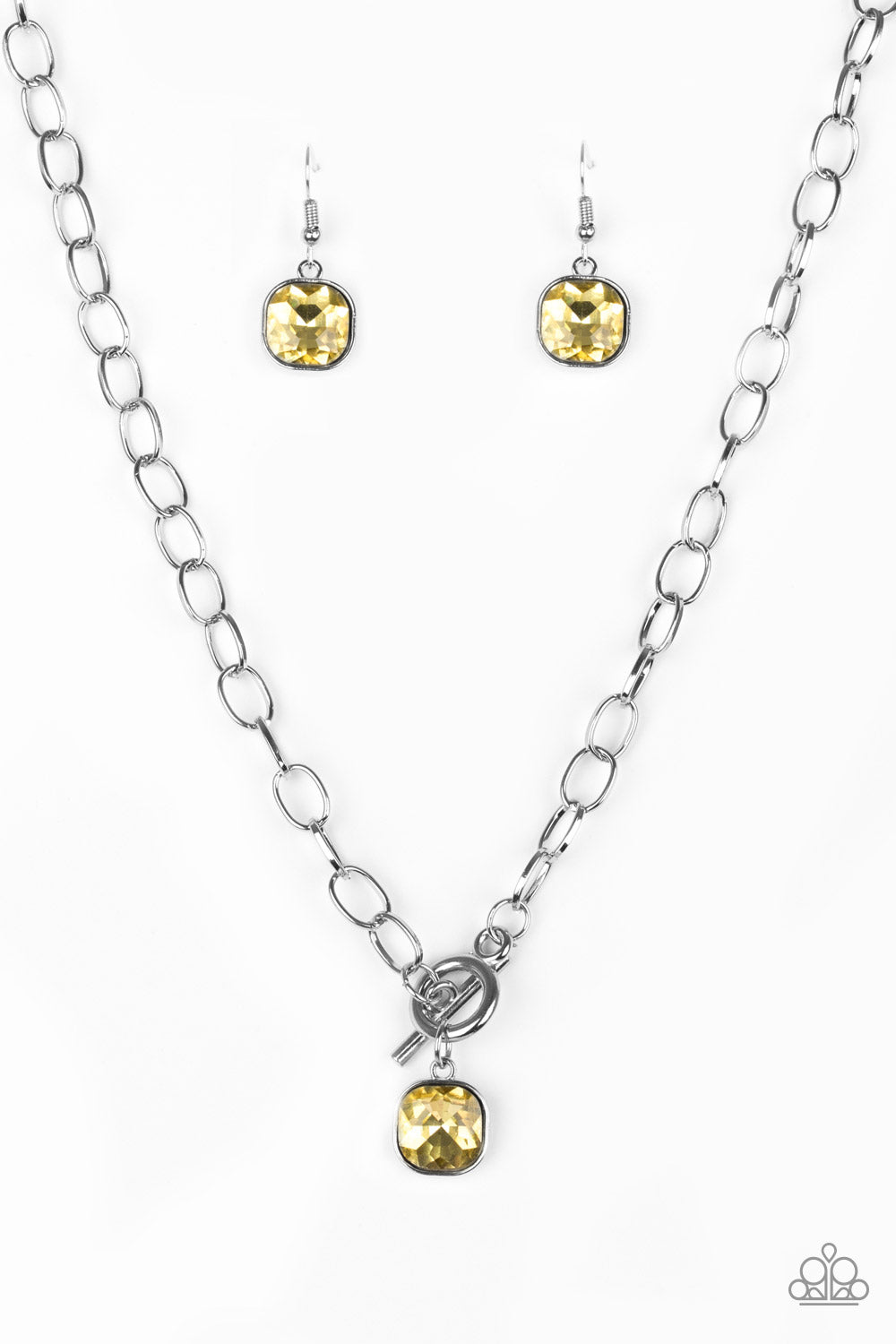 Dynamite Dazzle - Silver w/Yellow Gem Necklace