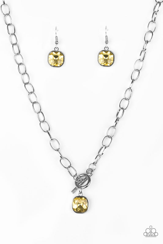 Dynamite Dazzle - Silver w/Yellow Gem Necklace