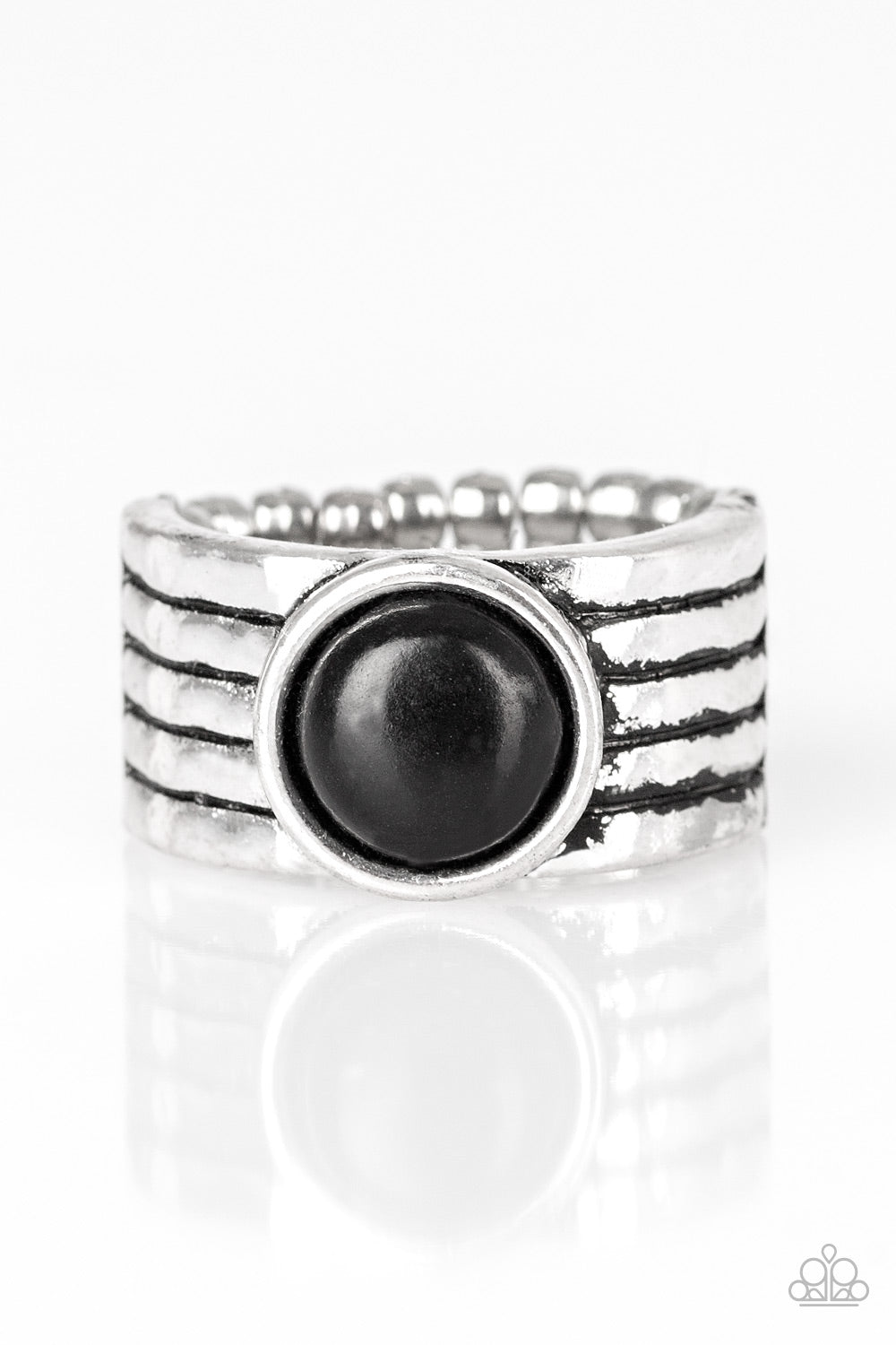 Blooming Badlands - Silver w/Black Stone Ring