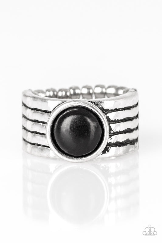 Blooming Badlands - Silver w/Black Stone Ring
