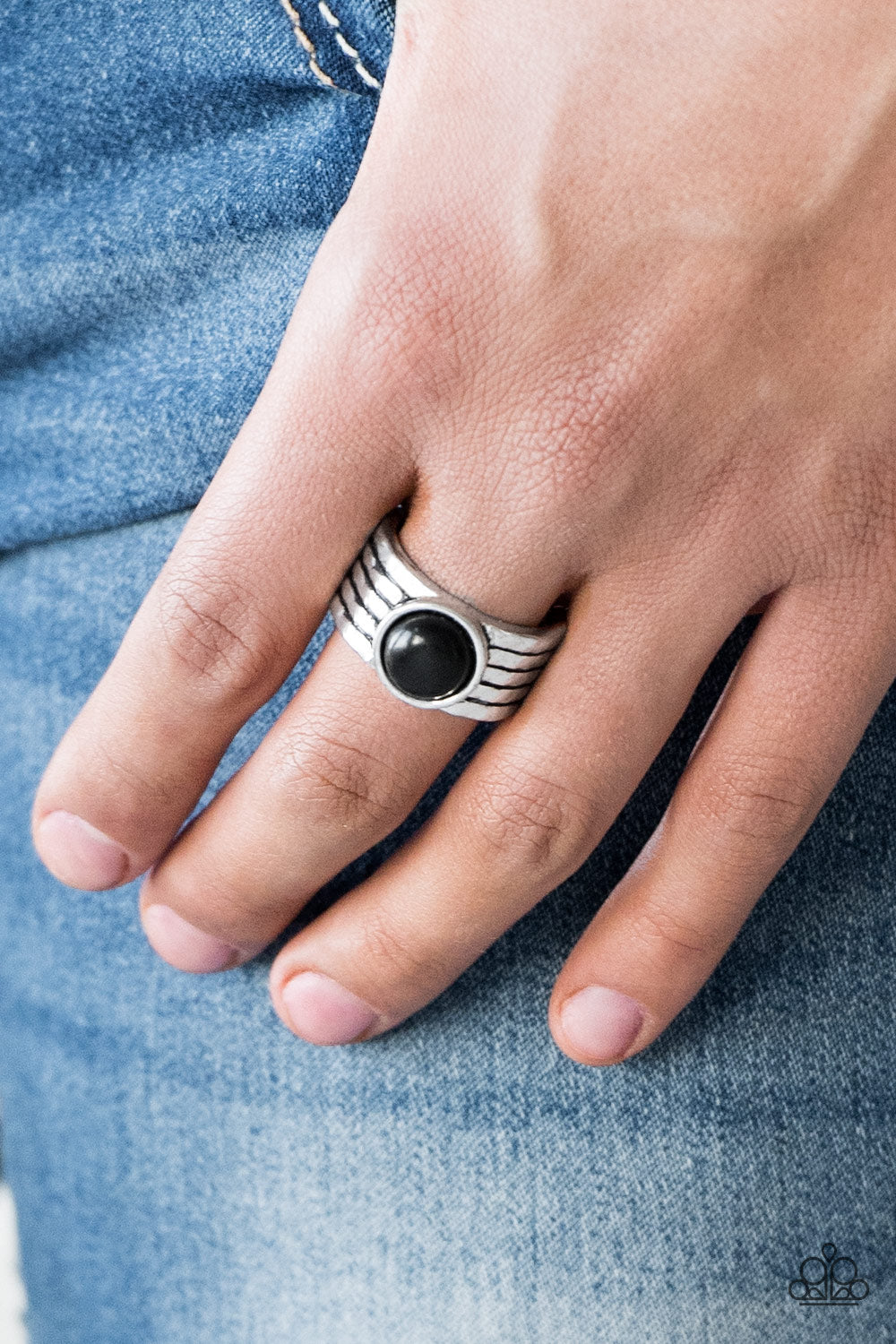 Blooming Badlands - Silver w/Black Stone Ring