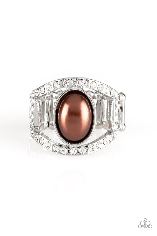 Radiating Riches - Silver w/Brown Pearl Ring