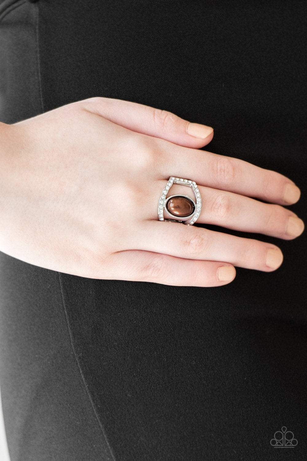 Radiating Riches - Silver w/Brown Pearl Ring
