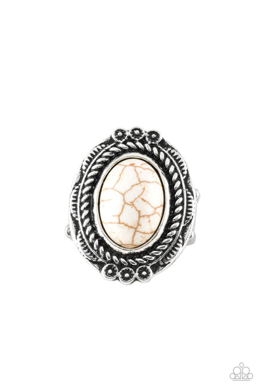 Tumblin Tumbleweeds Silver w-Ivory crackle stone ring