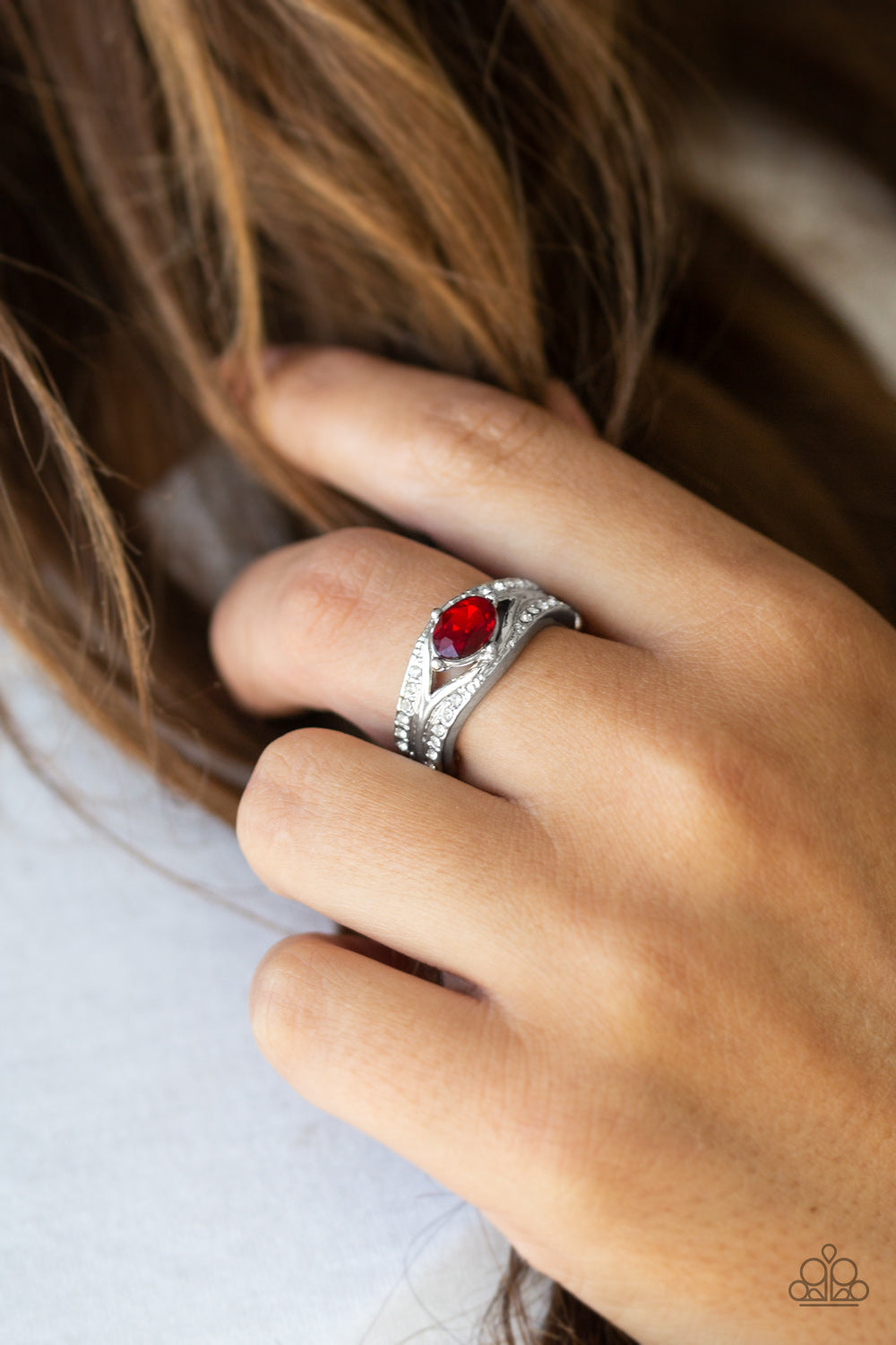 The Insider - Silver w/Red Gem Ring