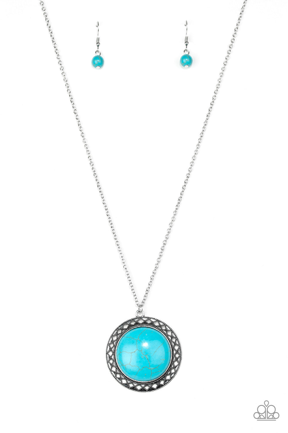 Run Out Of RODEO - Silver w/Turquoise Stone Necklace