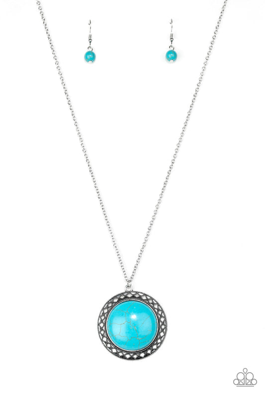 Run Out Of RODEO - Silver w/Turquoise Stone Necklace