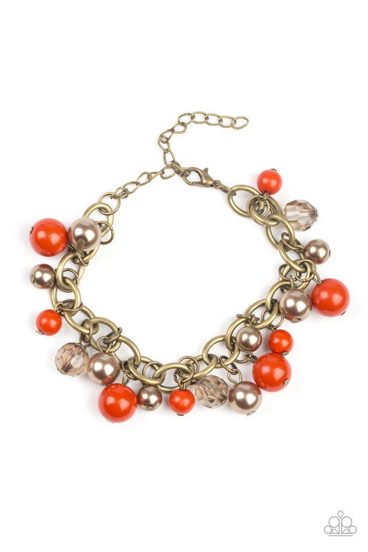 Grit and Glamour - Brass & Orange Bracelet
