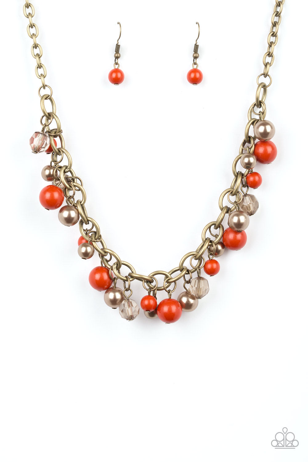 The GRIT Crowd - Brass and Orange Necklace