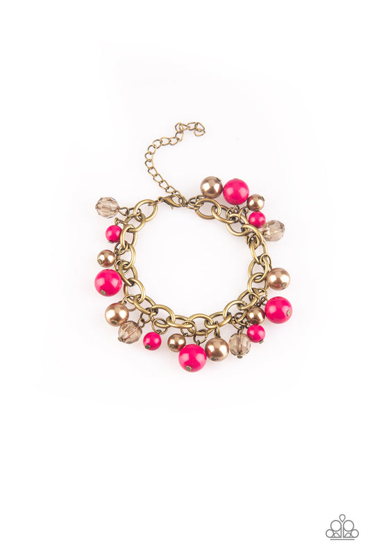 Grit and Glamour - Brass & Pink Bracelet