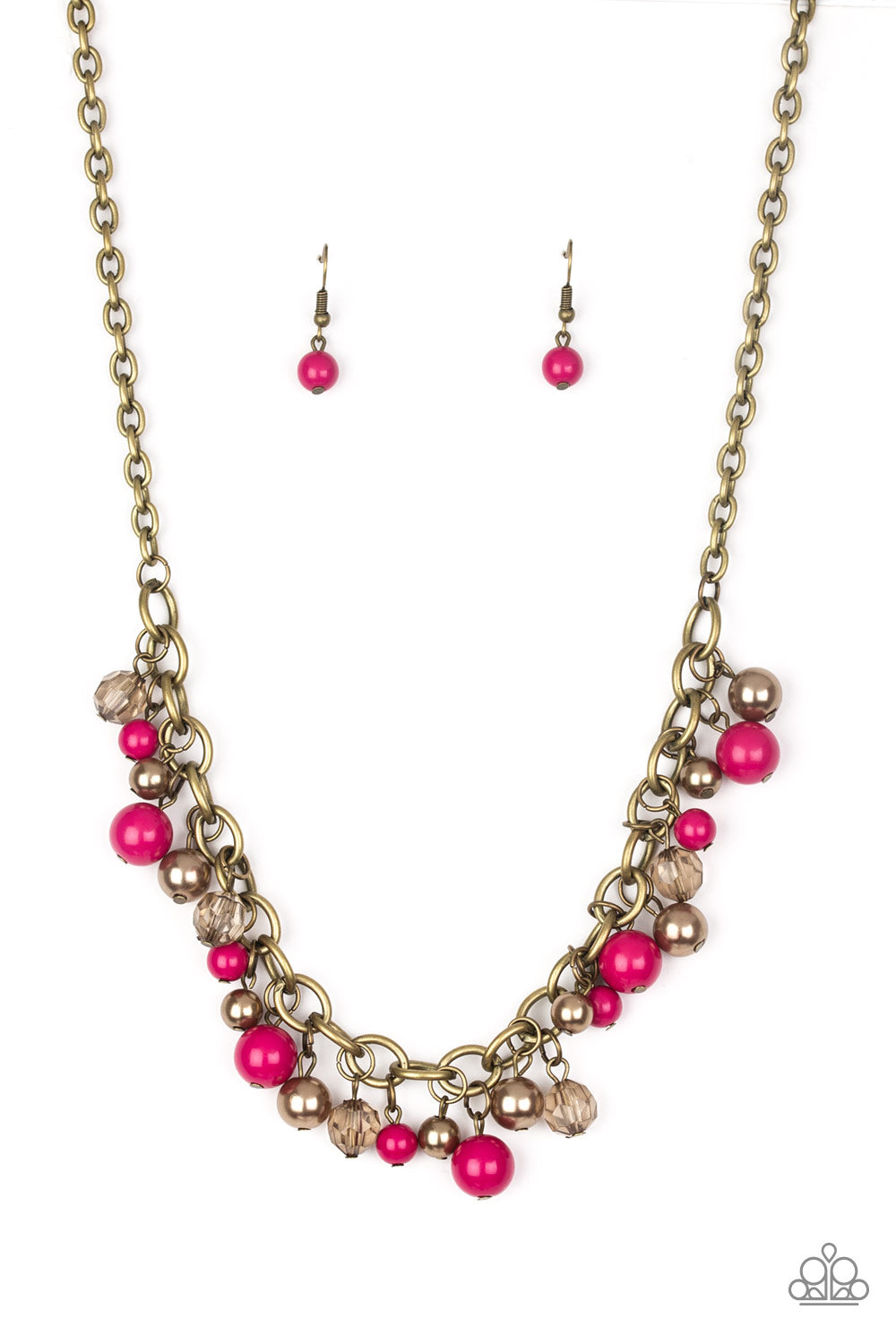 The GRIT Crowd - Brass and Pink Necklace