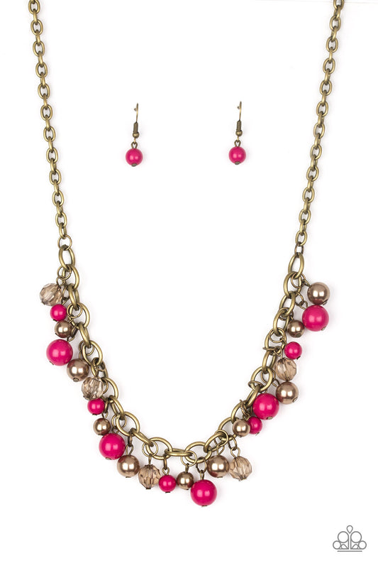 The GRIT Crowd - Brass and Pink Necklace