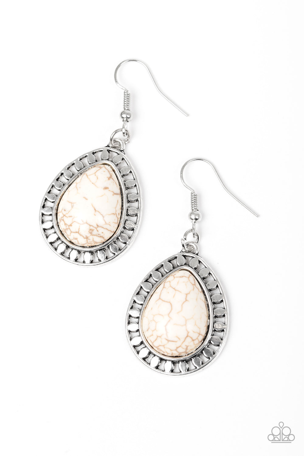 Sahara Serenity - Silver w/Cream Earrings