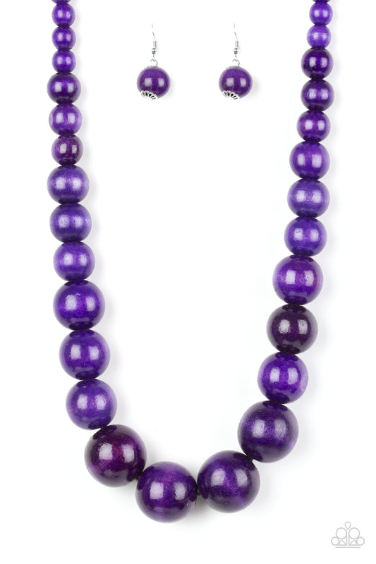 Effortlessly Everglades - Purple Wood Bead Necklace