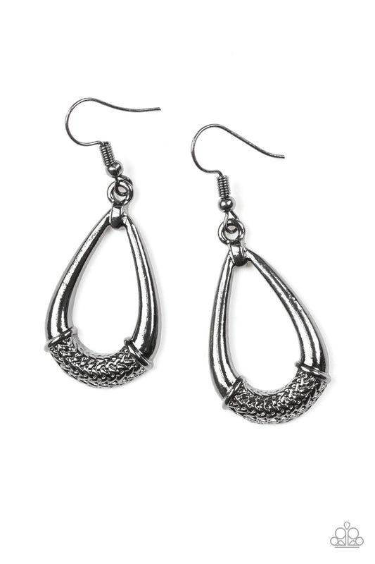 Trending Texture - Black Earrings