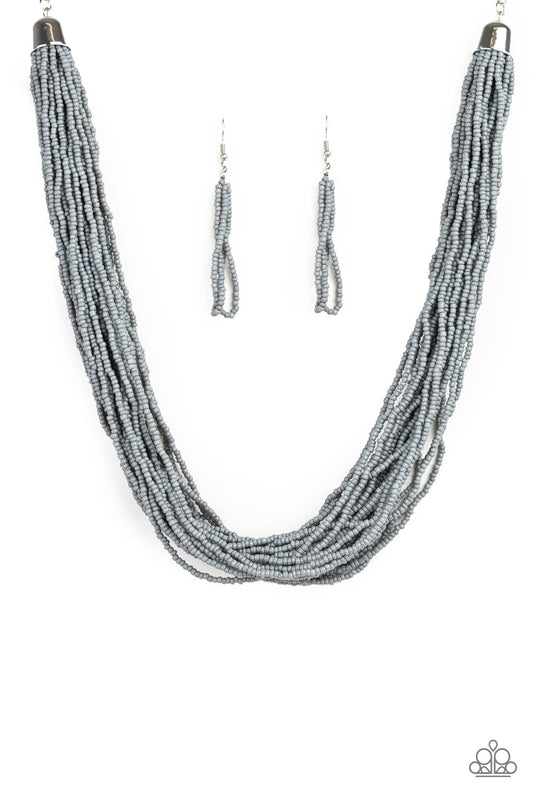 The Show Must CONGO On! - Gray/Silver Seed-Beads Necklace