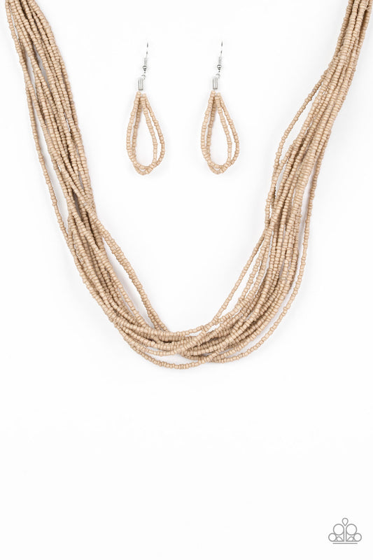 Wide Open Spaces - Tan Seed-beads Necklace