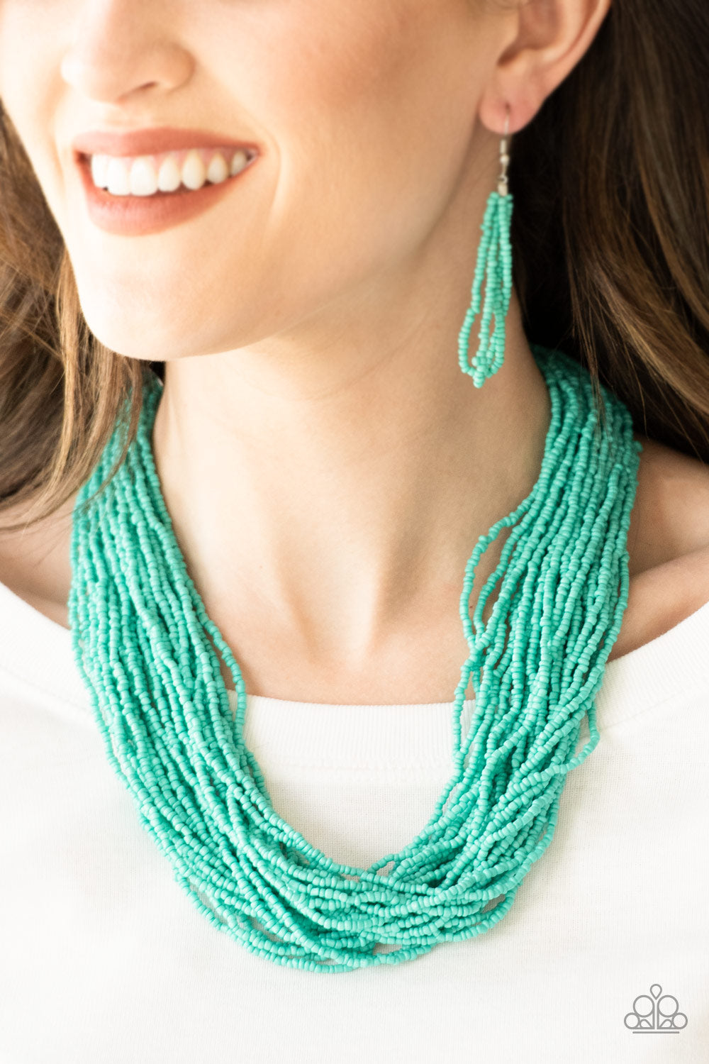 The Show Must CONGO On! - Turquoise Seed-Beads Necklace