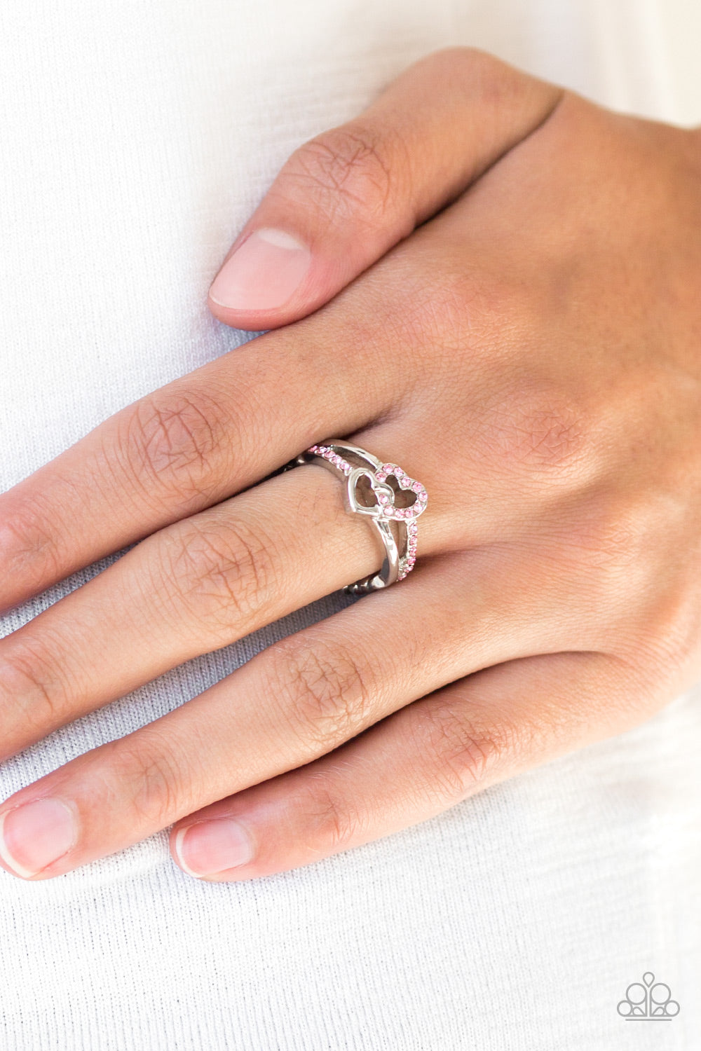 The Perfect MATCHMAKER - Silver w-Pink Hearts Ring