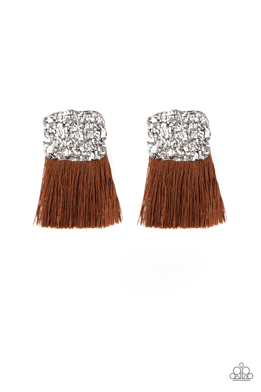 Plume Bloom - Silver w/Brown Earrings
