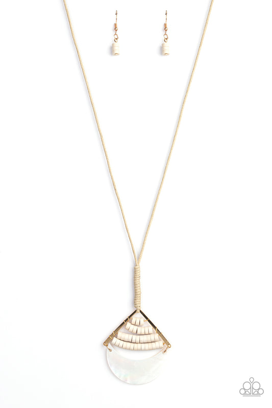 Beach Beam - Tan Cord w/Gold Necklace