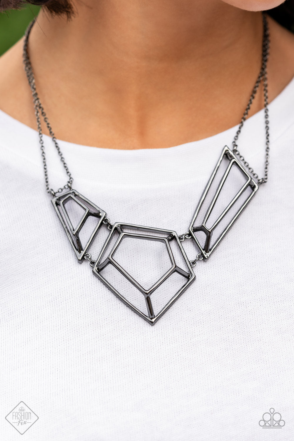 FF Set- Sunset Sightings - Gunmetal Necklace & Ring- Clear Acrylic Earrings & Bracelet