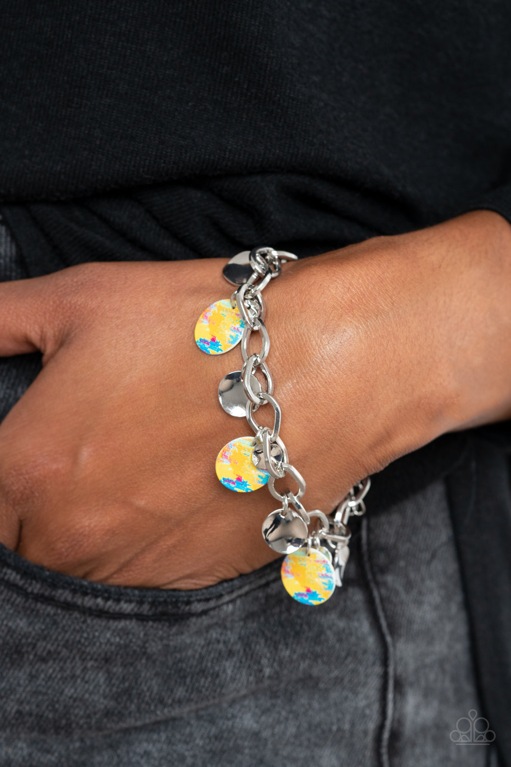 Teasingly Tie Dye - Silver w/Multi colors Bracelet