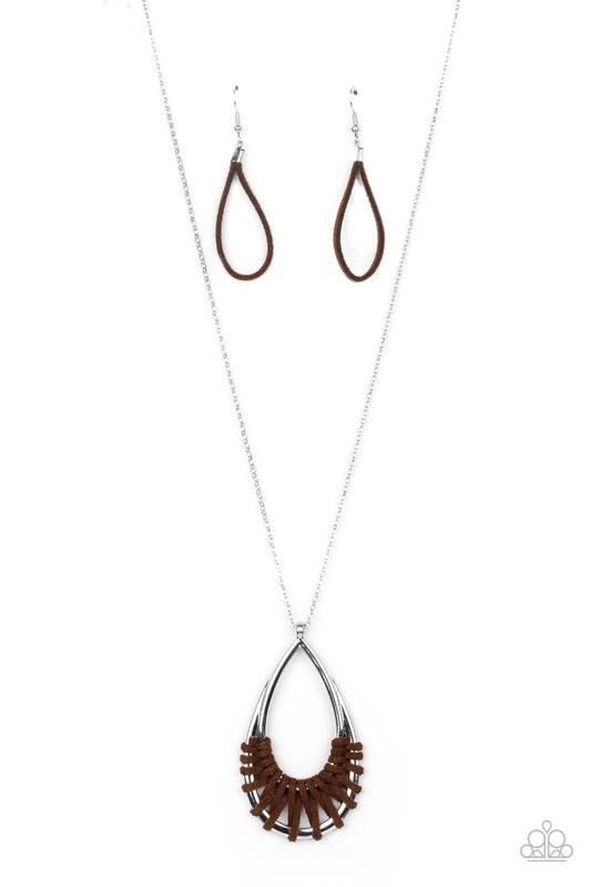 Homespun Artifact - Silver w/Brown Necklace