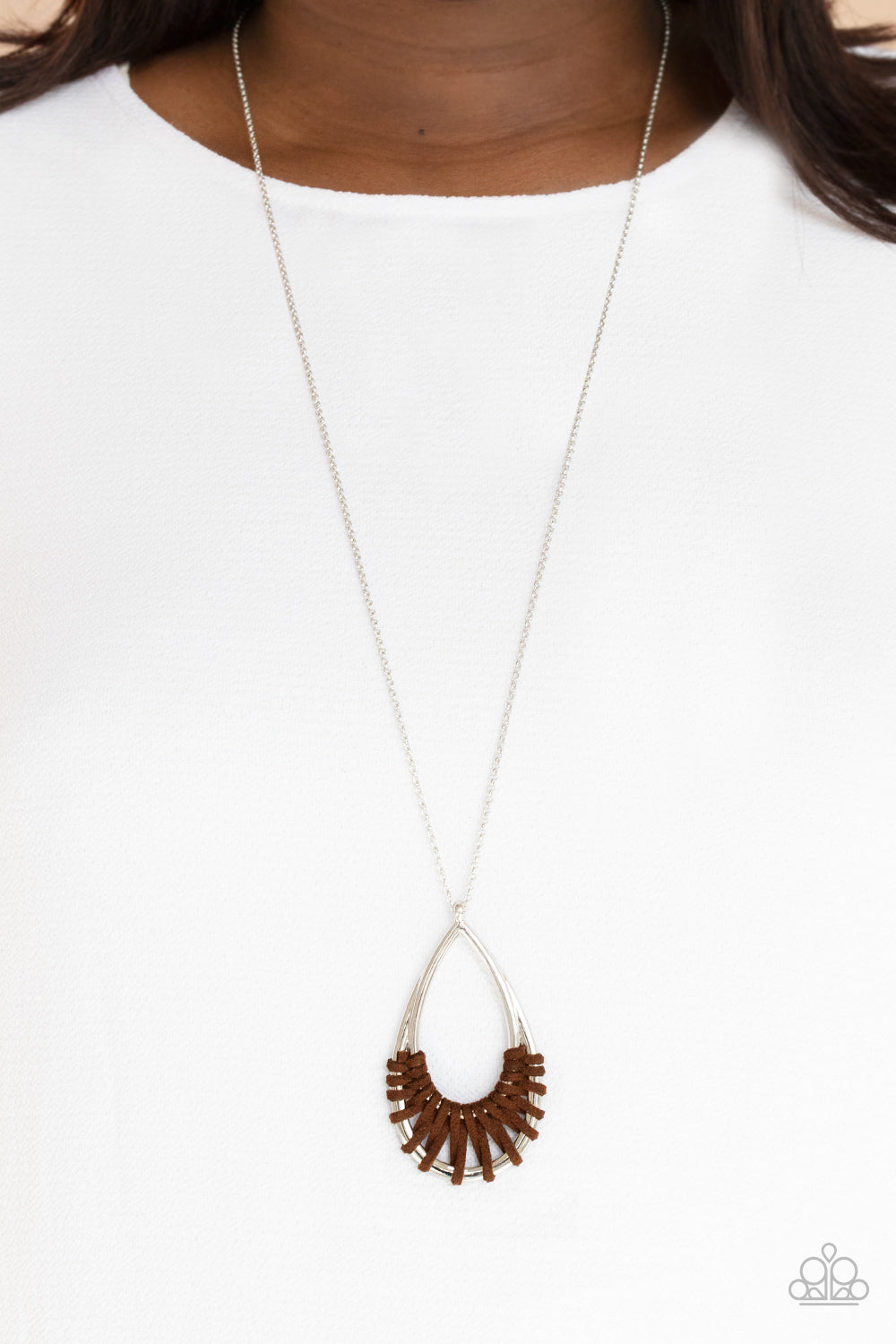 Homespun Artifact - Silver w/Brown Necklace