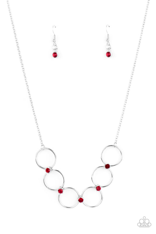 Regal Society - Silver w/Red Gems Necklace