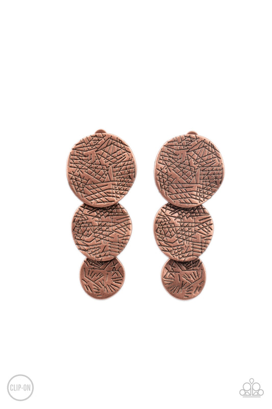 Ancient Antiquity - Copper Clip-on Earrings