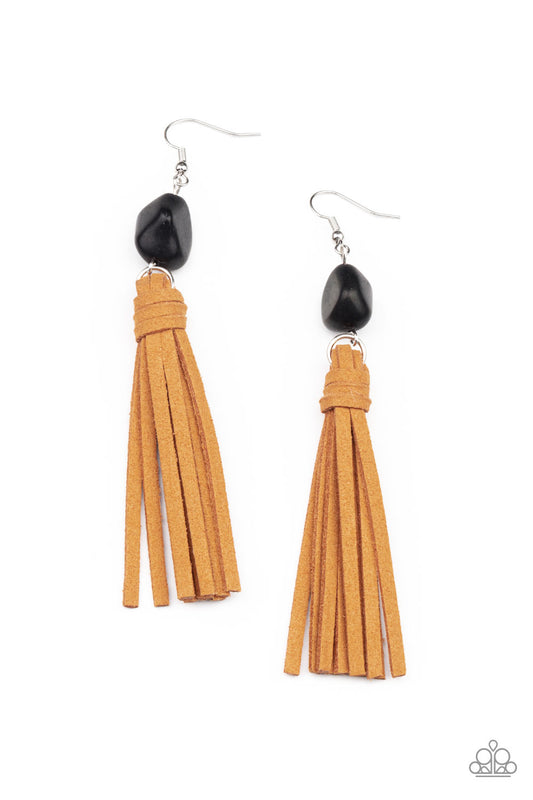 All-Natural Allure - Natural Suede w/Black Earrings