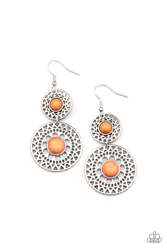 Sunny Sahara - Silver w/Orange Earrings