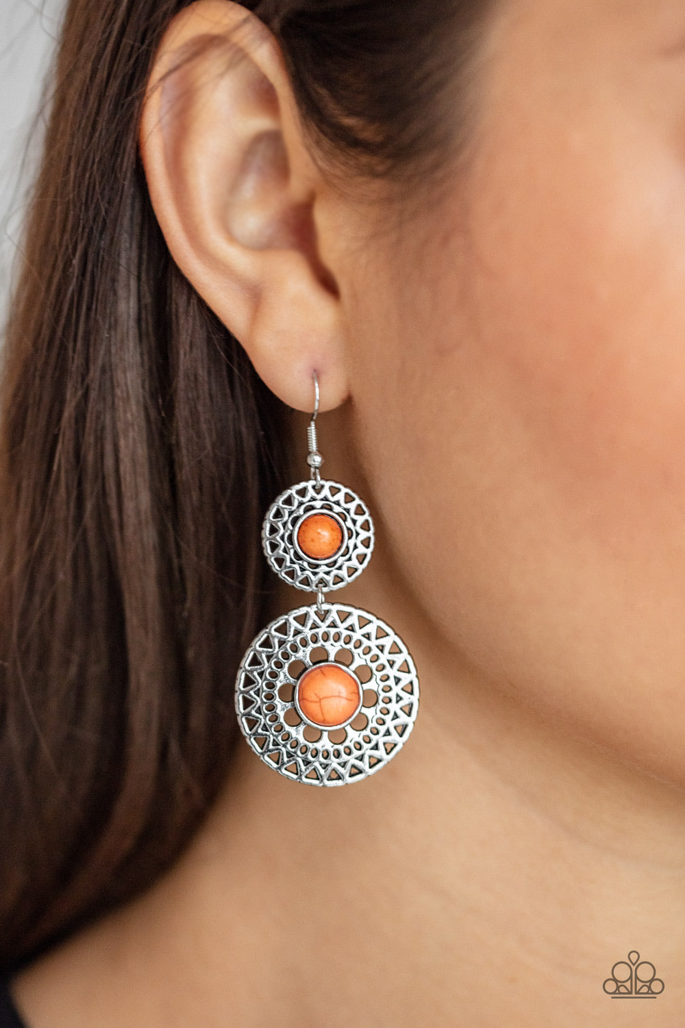 Sunny Sahara - Silver w/Orange Earrings