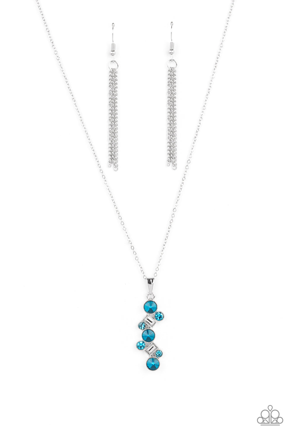 Classically Clustered - Silver w/Turquoise Gem Necklace