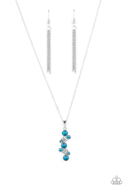 Classically Clustered - Silver w/Turquoise Gem Necklace