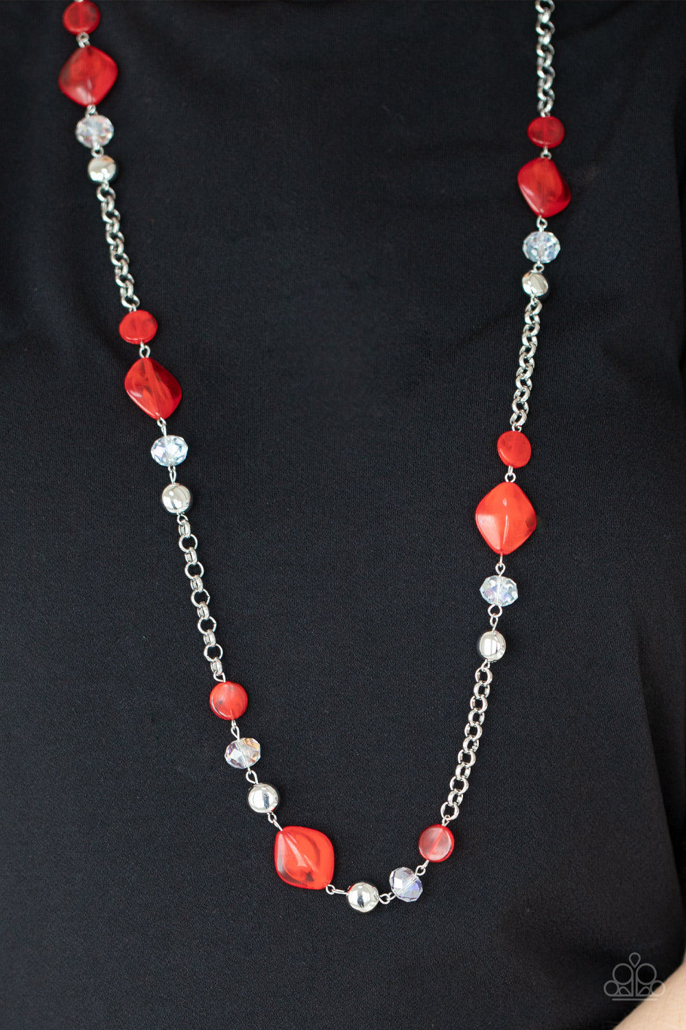 Light-Scattering Luminosity - Silver w/Red Necklace