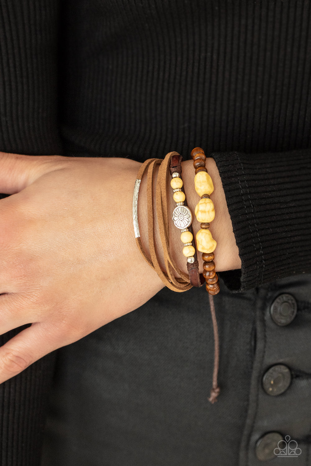 Act Natural - Leather w/Yellow Urban Braceket