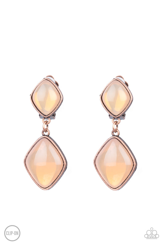 Double Dipping Diamonds - Copper Clip-On Earrings
