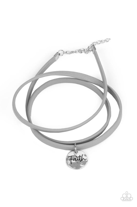 Wonderfully Worded - Gray Leather w/Silver Bracelet